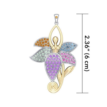 Dancing Lotus Silver &18K Gold accent Pendant MPD1557 - Jewelry